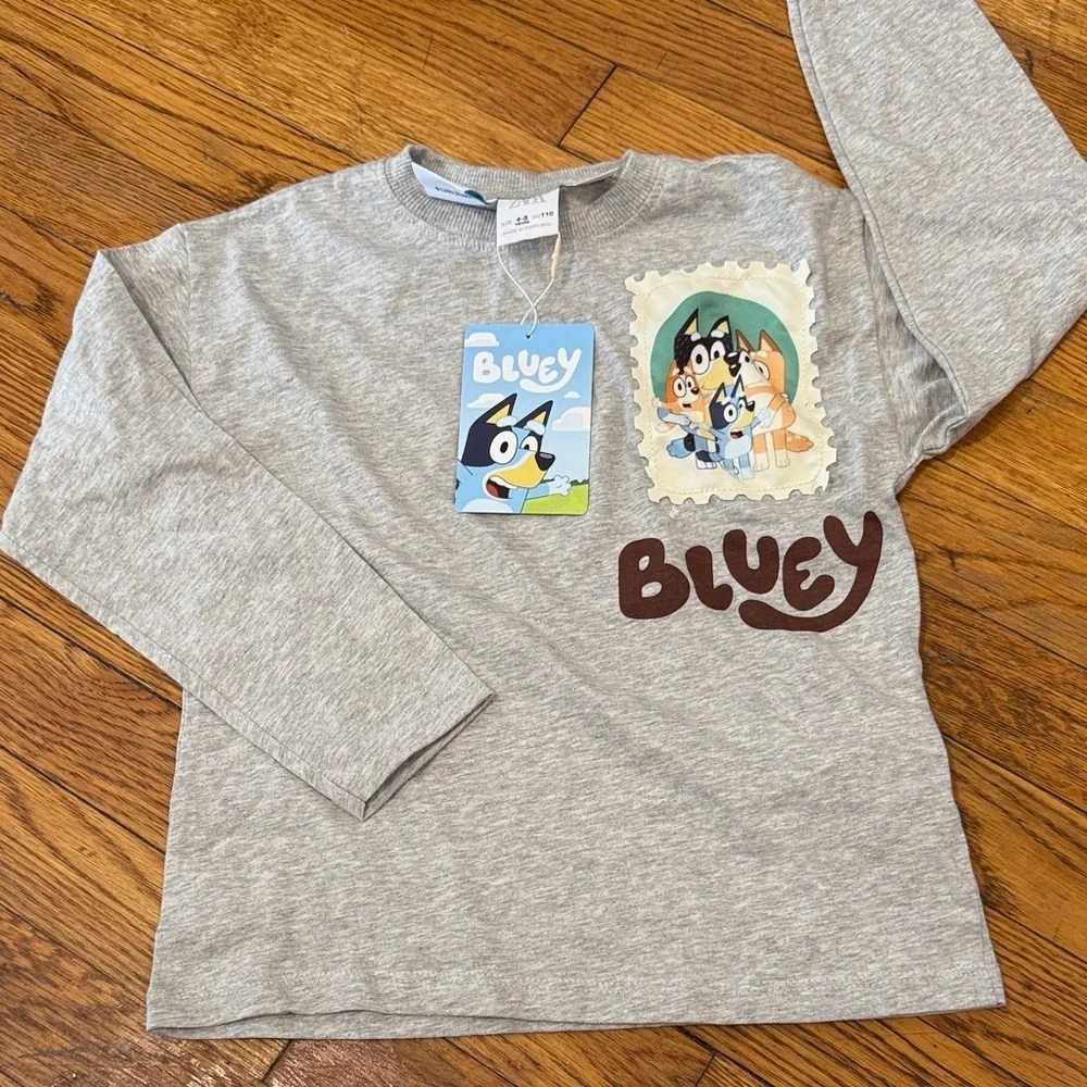 NWT Zara kids Gray bluey Lugo long sleeve shirt Size 4/5